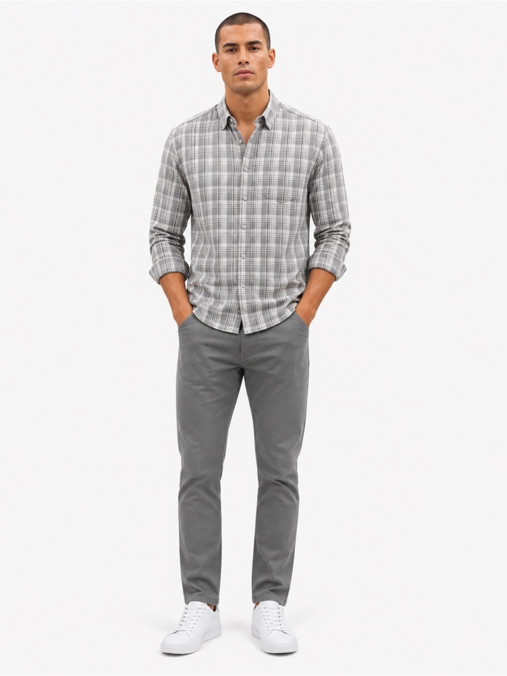 Classic Gray Checkered Men's Shirt